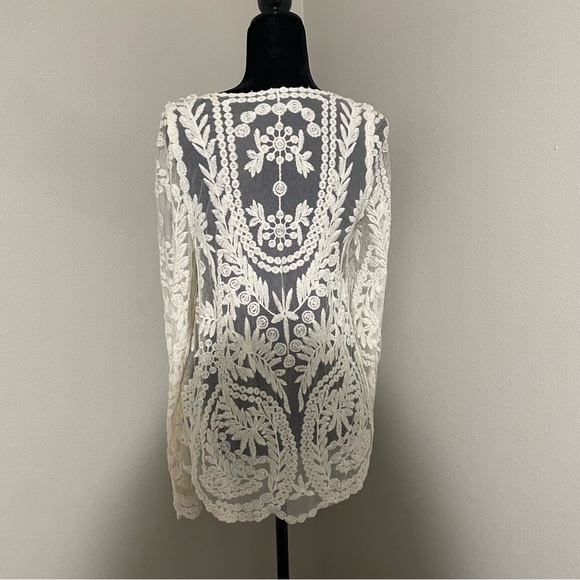 SHEIN Women’s Beach Lace open front Cover up cardigan kimono Small - Picture 6 of 8